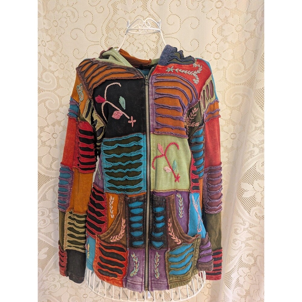 Rising International Womens L Patchwork Embroidered Cotton Pullover Hoodie (L)